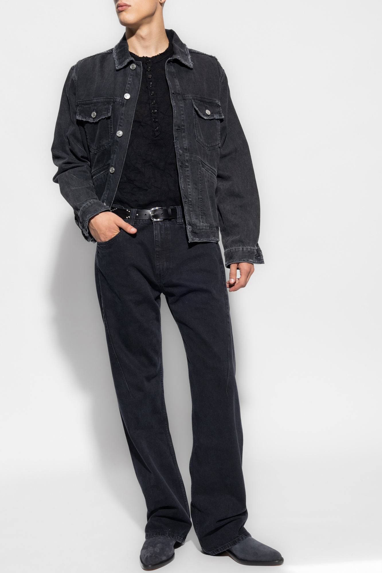 Faded black denim sales jacket